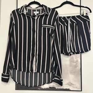 DKNY Striped Satin Pajama Set - Small